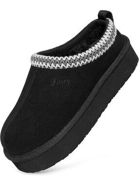 Women's Pitch Black Suede Flat Short Mini Boot Fur Fleece Comfort Slippers